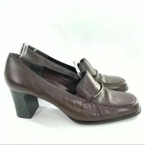 Mootsies Tootsies Kelly heels 10 brown leather square toe vintage 90s academia